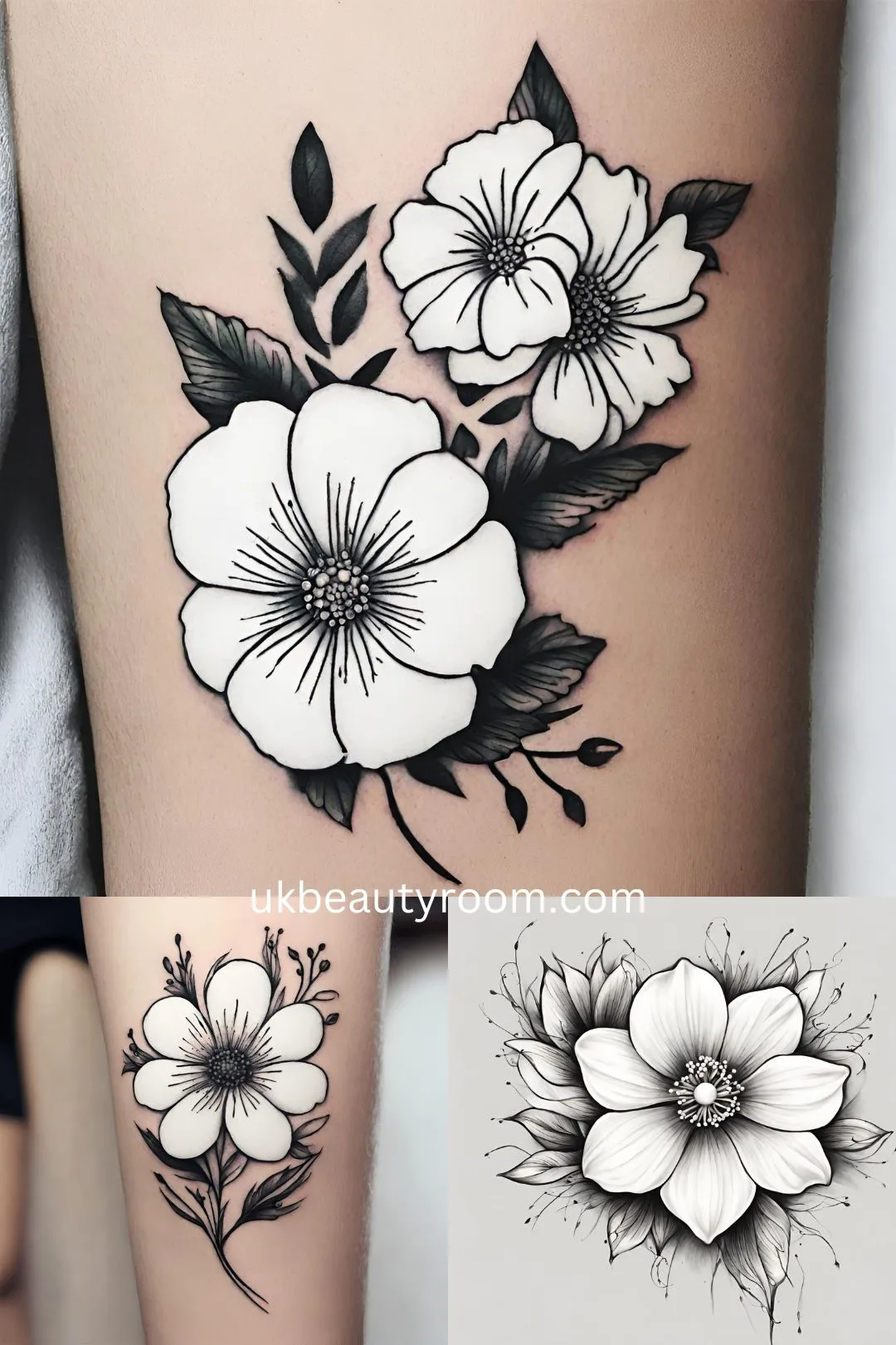 White Ink - flower tattoo ideas