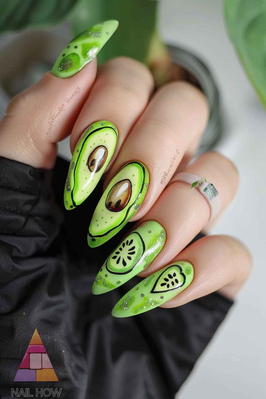 green nail design 10 https://nailhow.com/green-nail-designs/