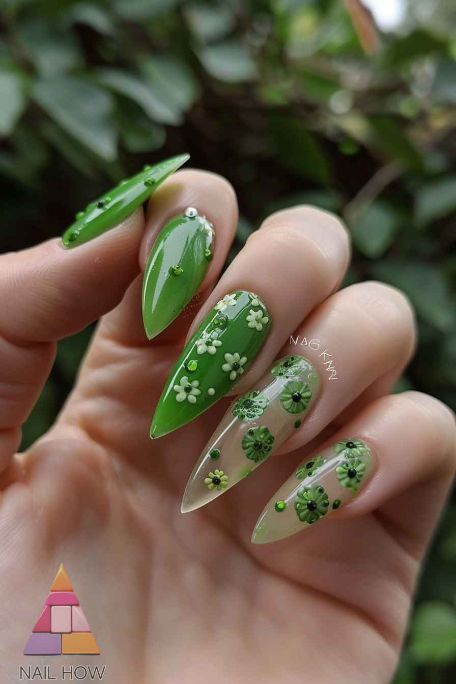 green nail design 14 https://nailhow.com/green-nail-designs/