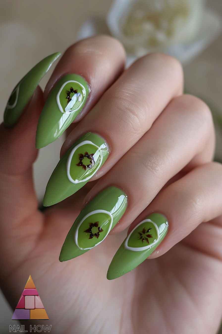 green nail design 16 https://nailhow.com/green-nail-designs/