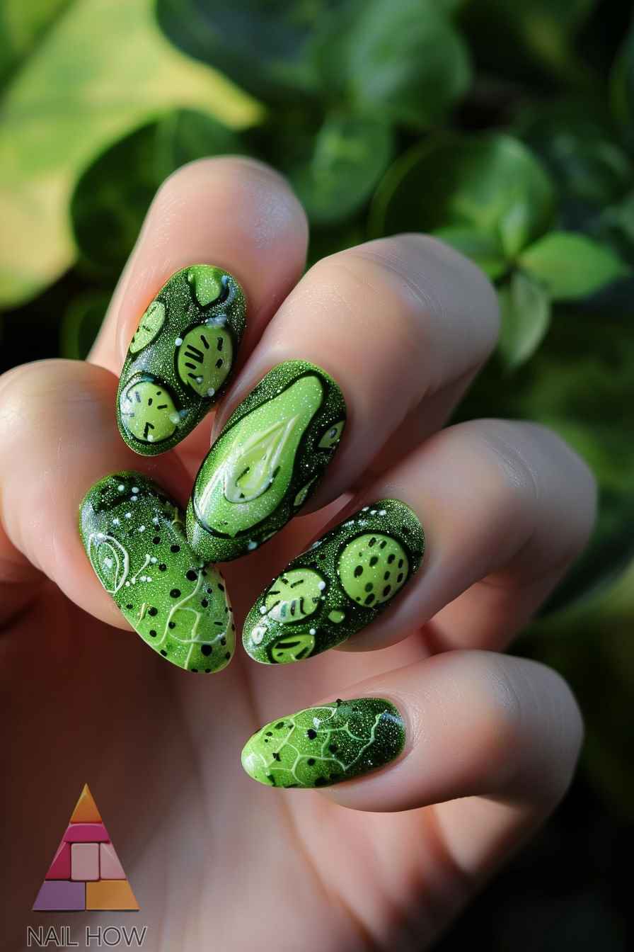 green nail design 18 https://nailhow.com/green-nail-designs/