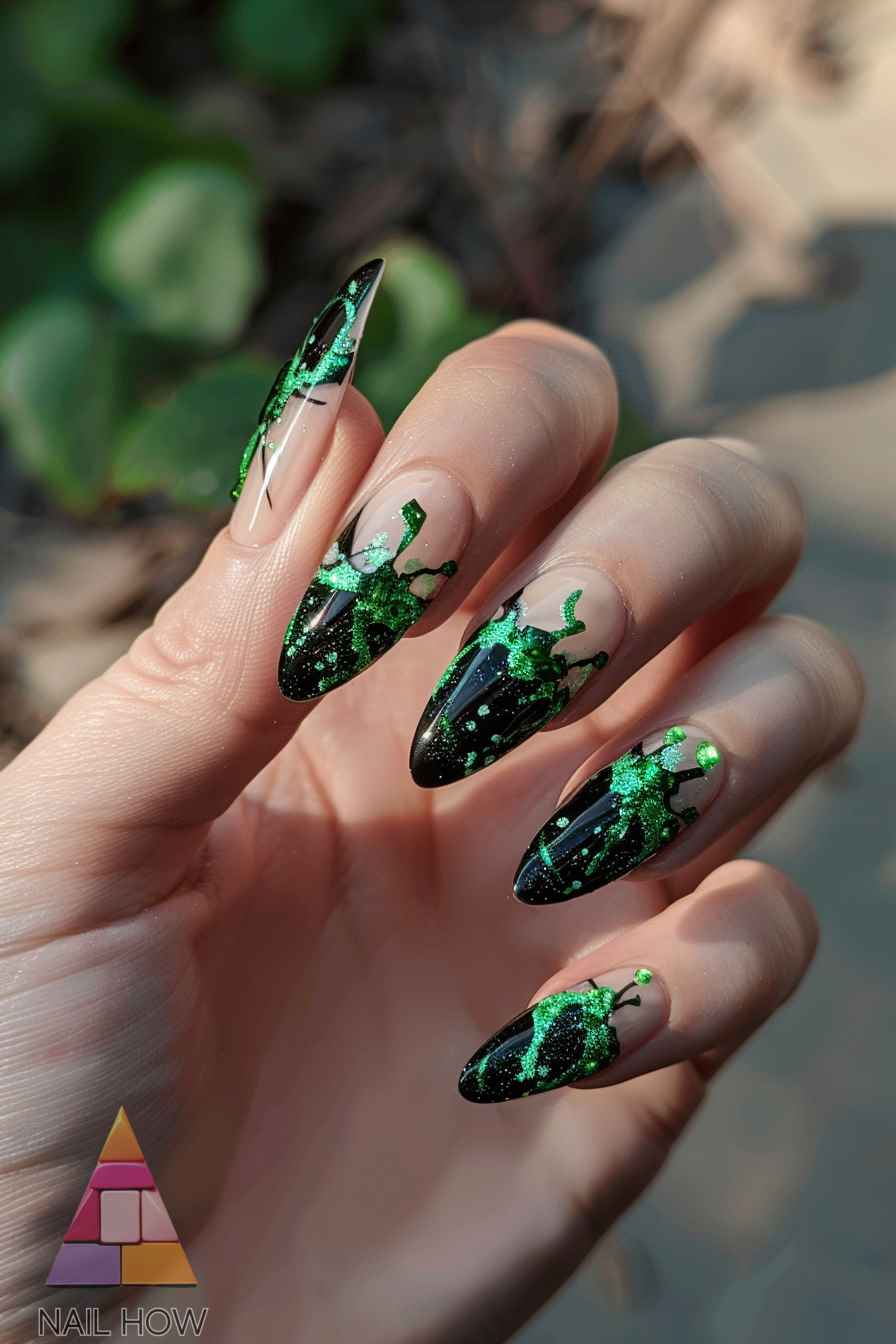 green nail design 2 https://nailhow.com/green-nail-designs/