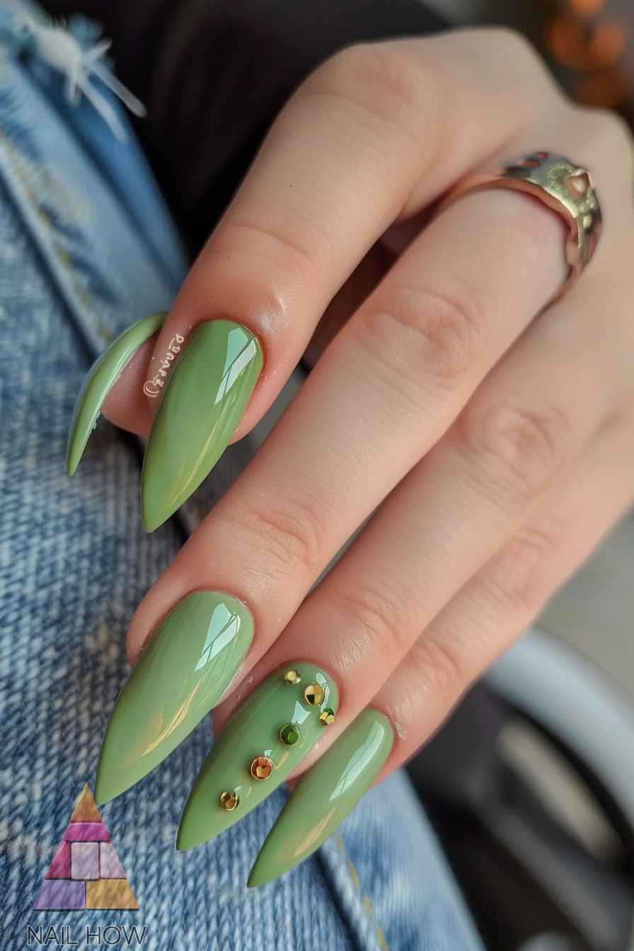 green nail design 21 https://nailhow.com/green-nail-designs/