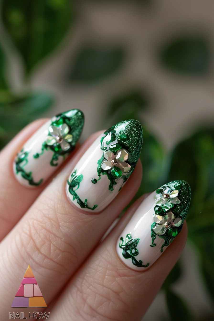 green nail design 3 https://nailhow.com/green-nail-designs/