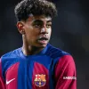 Lamine Yamal of FC Barcelona looks on during the UEFA Champions League match between FC Barcelona and Royal Antwerp FC at Estadi Olimpic Lluis Companys on September 19, 2023 in Barcelona, Spain.