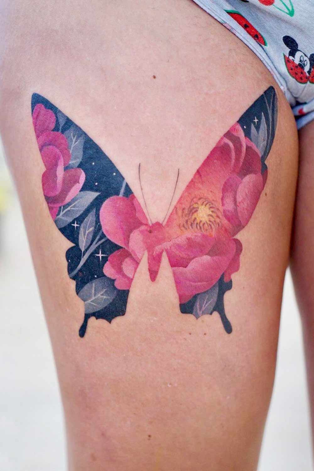 Floral Butterfly Tattoo