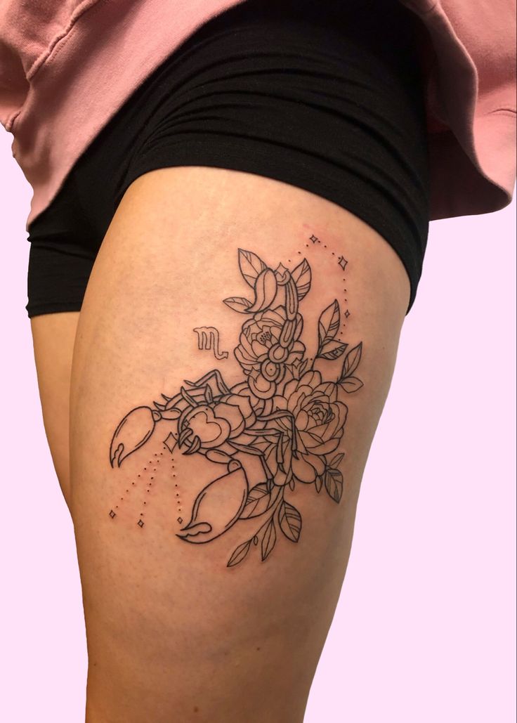 Alluring Thigh Tattoos For Scorpio Ladies 2