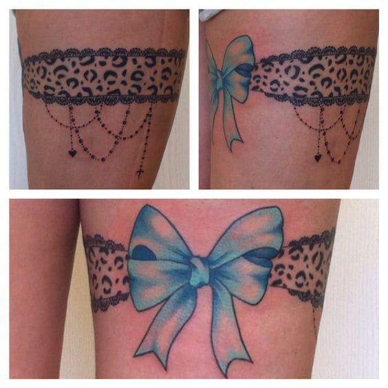 Bow Wraparound Tattoos On Thigh 4