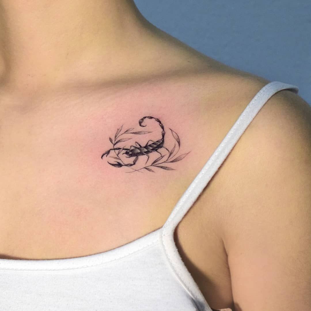 Collarbone Tattoos For Scorpio Zodiac Sign 1