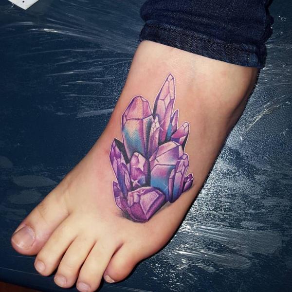 Crystal foot tattoo