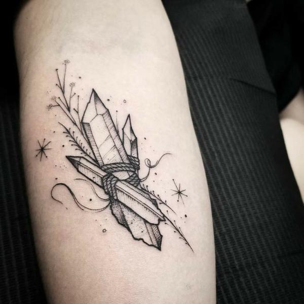 Crystal tattoo black and white