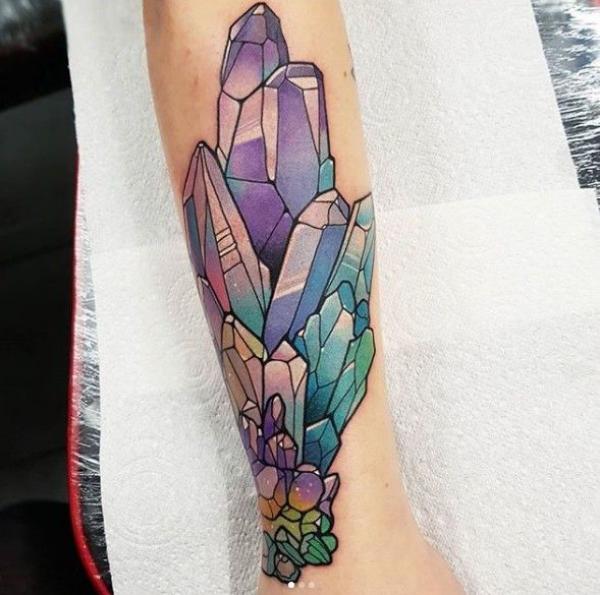 Crystal tattoo forearm