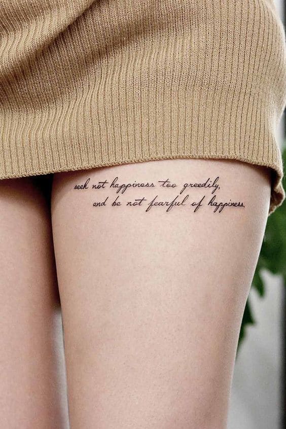 Lettering Woman Leg Tattoos 1