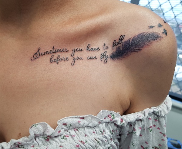 Sometimes you have to fall before you can fly clavicle tattoo