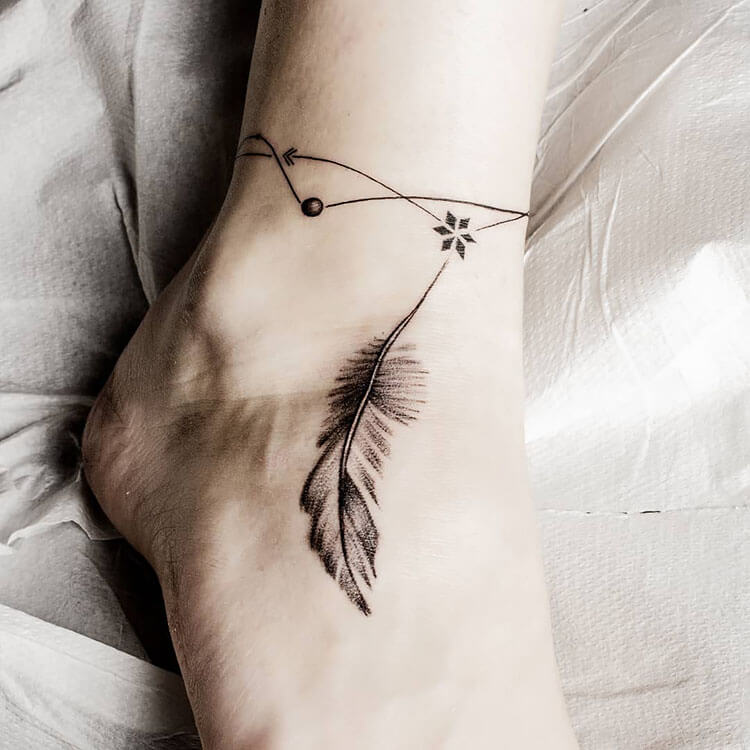 Feather Ankle Tattoo