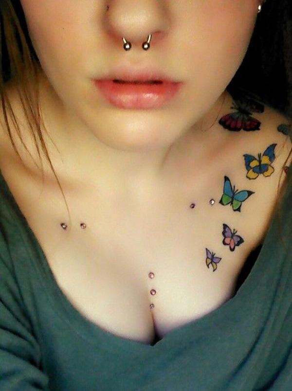 butterfly clavicle tattoo