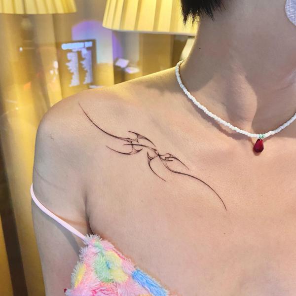 cyber sigilism clavicle tattoo