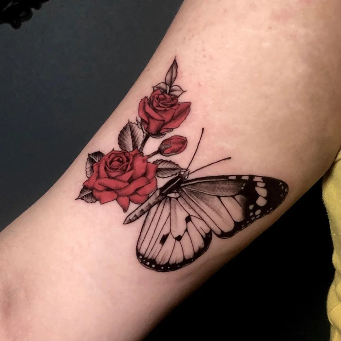 rose and butterfly tattoo