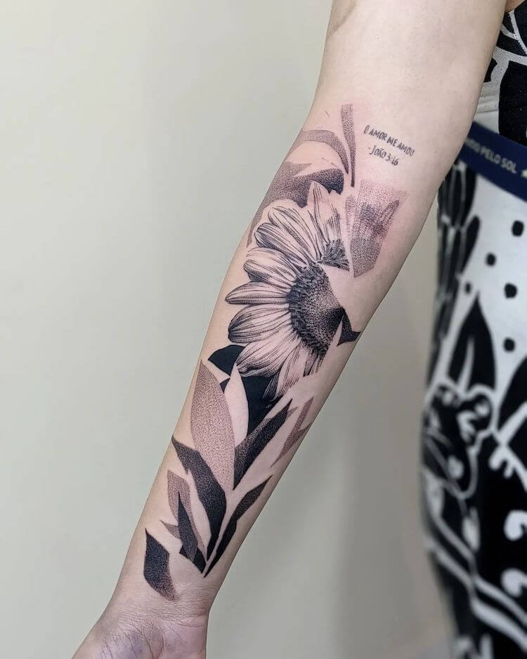 Artistic Sunflower Tattoo