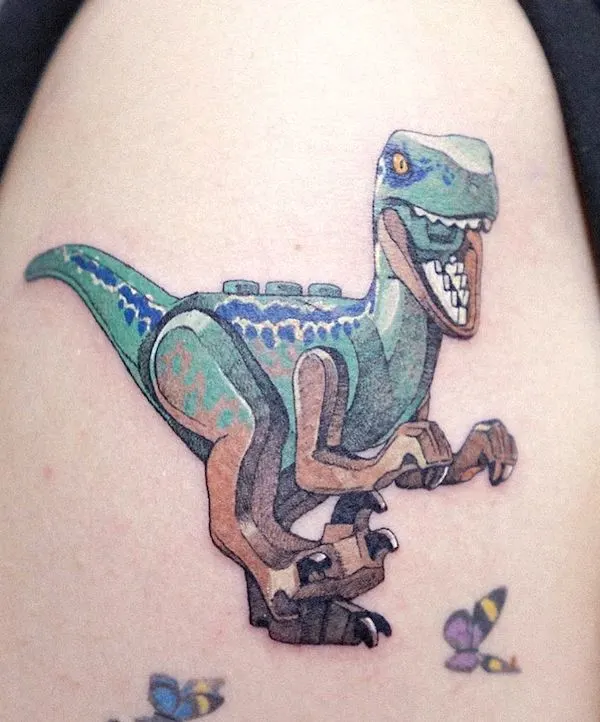 Steampunk T-rex tattoo by @maok_tattoo