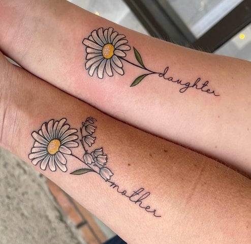 couples daisy tattoo design