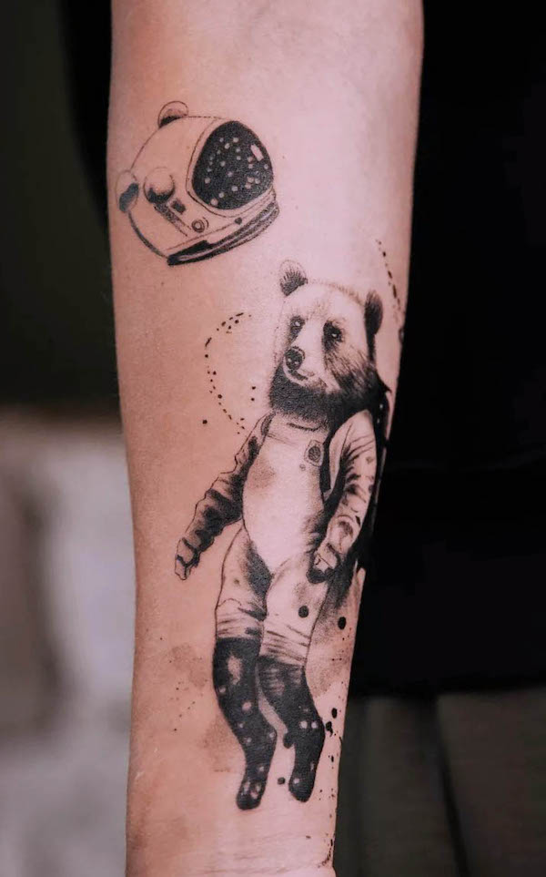 Bear astronaut tattoo by @magneticmark