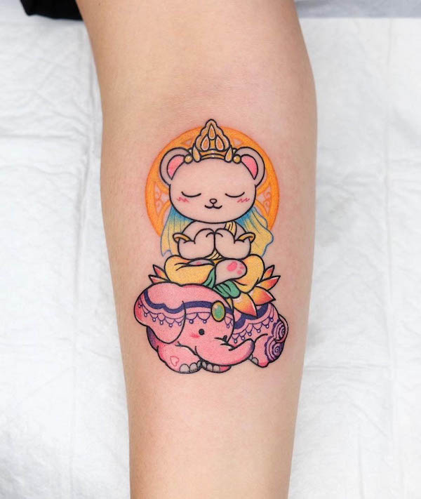 Cute bear yogis tattoo by @mokoo_tt