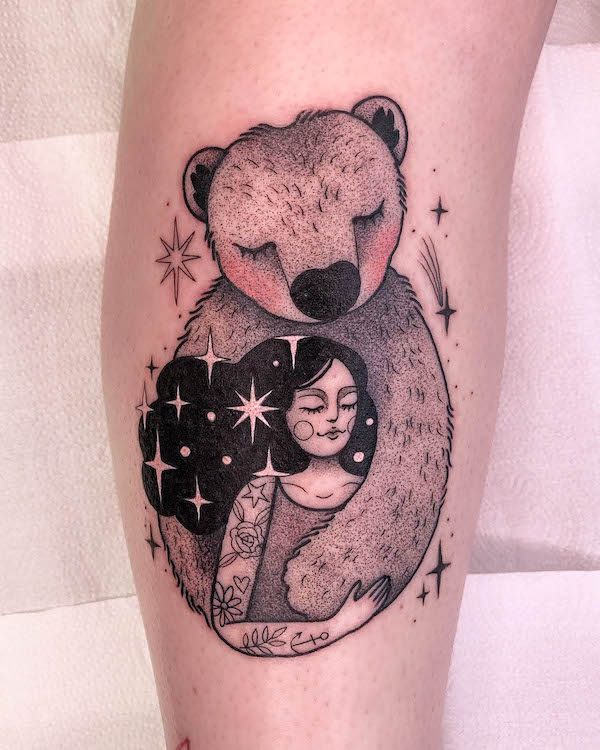 Heartwarming bear tattoo by @lawmelo