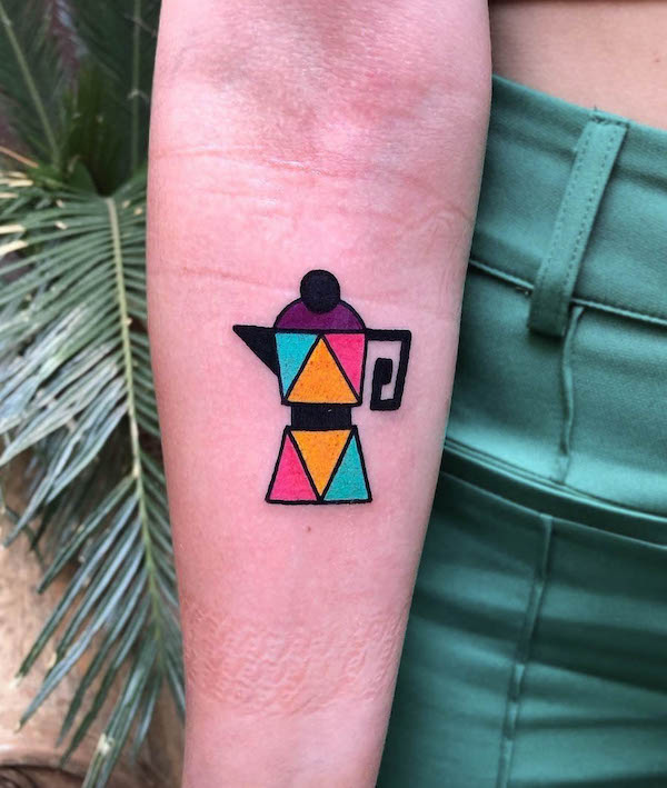 Pop-inspired moxa pot tattoo by @il_garzone_lucano