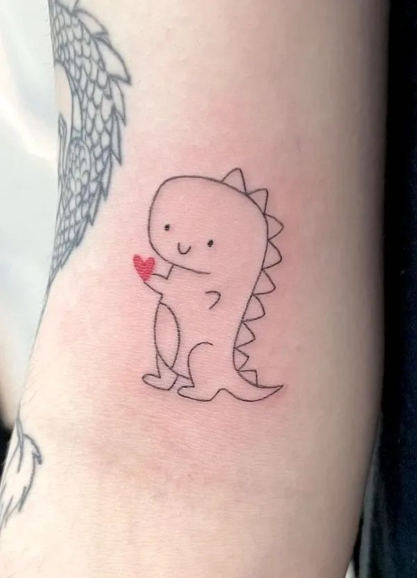 Cute small dinosaur tattoo for girls by @maasherry