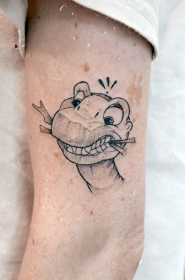 Littlefoot from The Land Before Time _ cartoon dinosaur tattoo by @lunaminoris.ttt