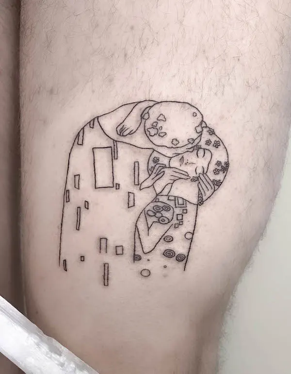 Minimalist Gustave Klimt tattoo by @colette.ink