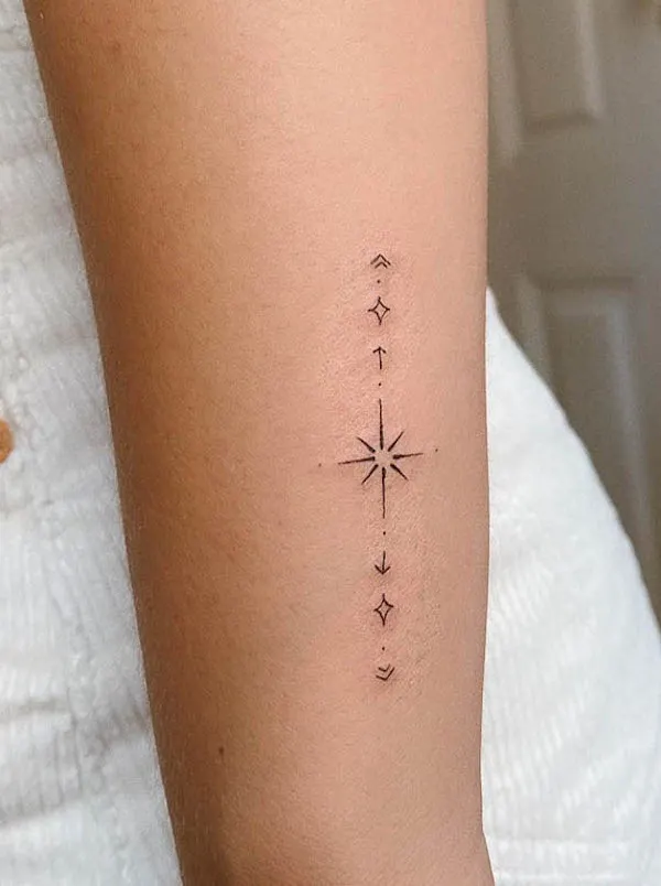 Small symbols on the forearm by @bonnibel.ink