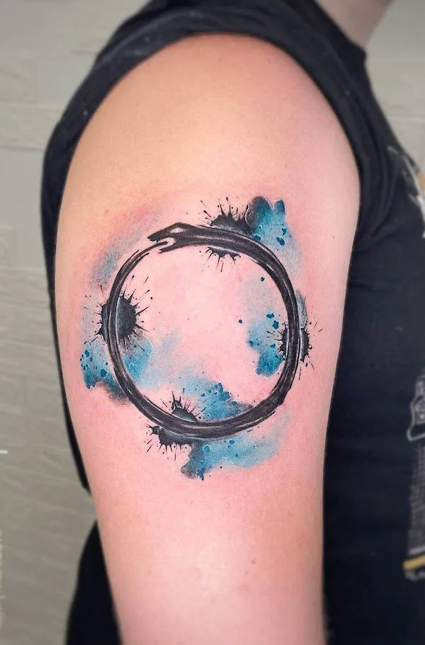 Watercolor ouroboros tattoo by @mcrozatti