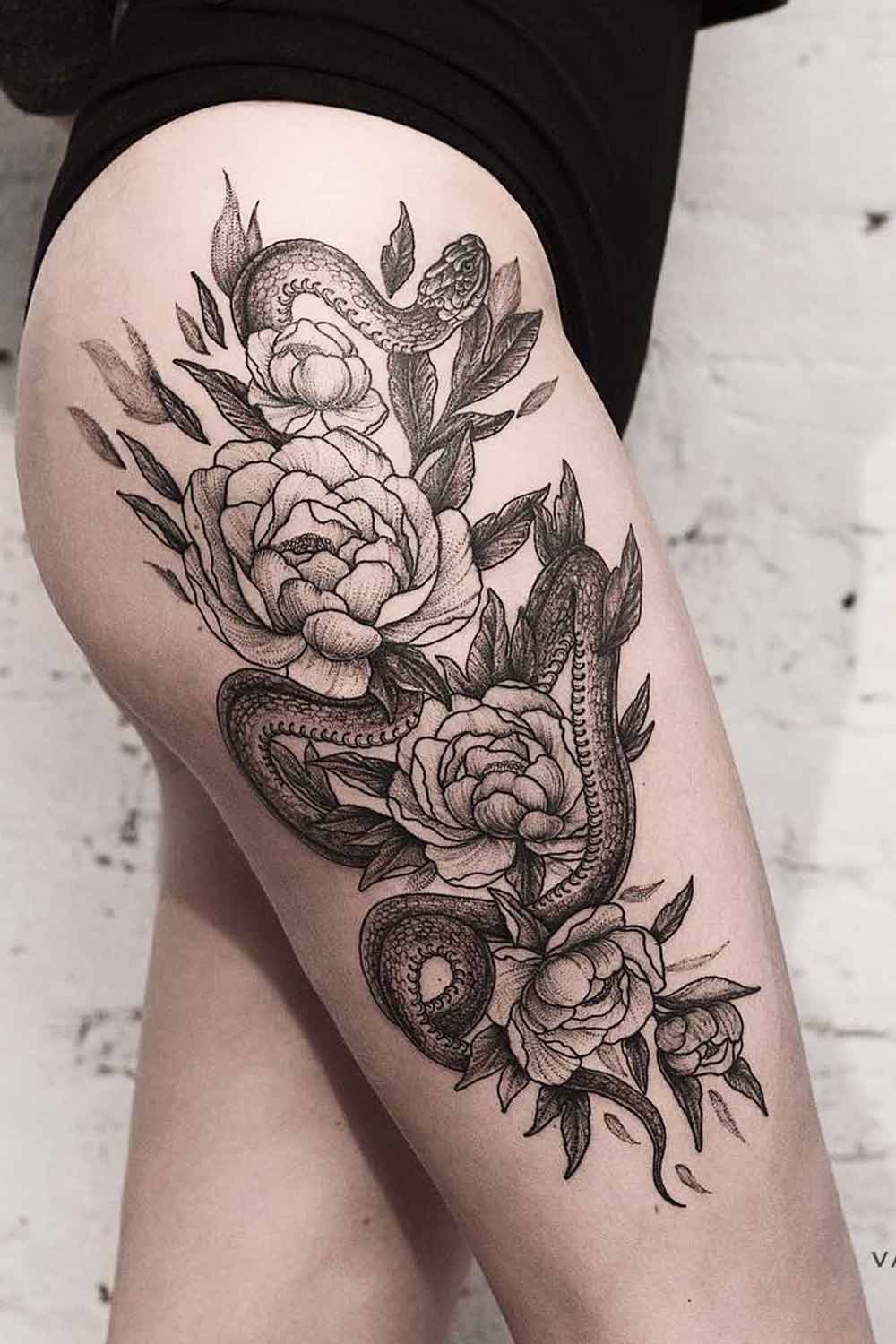 Thigh Snake Tattoo