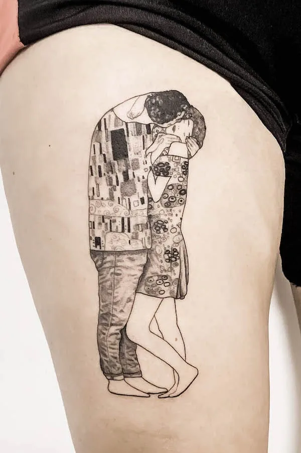 Creative The Kiss Gustave Klimt tattoo by @germansuave